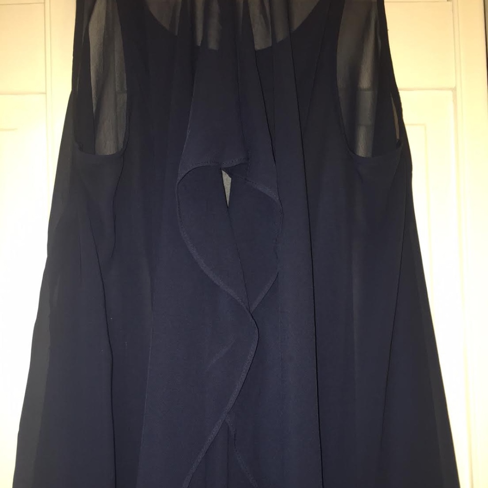NWOT Francesca's Closet Sheer Blue Top w/ Draping - Picture 5 of 8